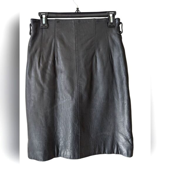Vintage Wilsons Leather Black Soft Pencil Skirt Size 10 - Picture 1 of 6